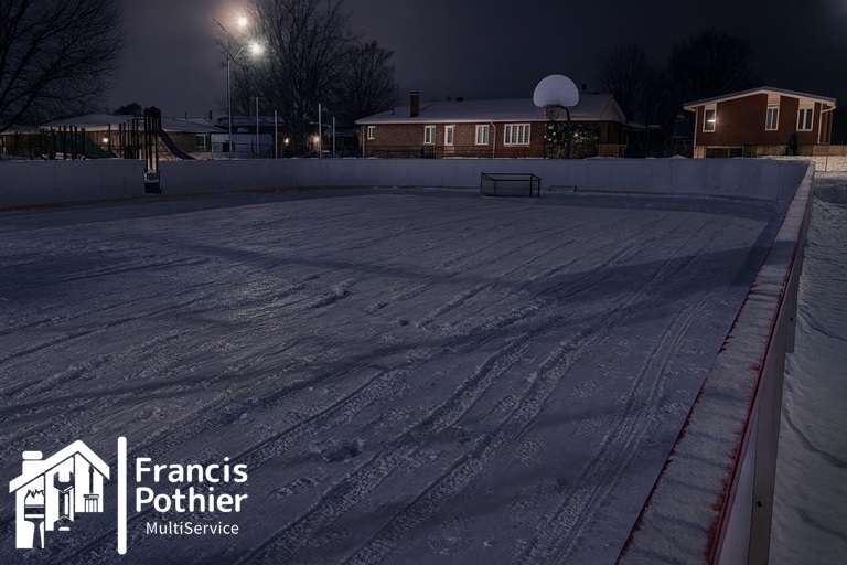 Espace de hockey extérieur en hiver